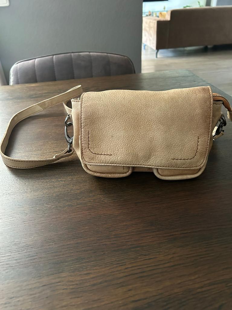 Chabo Leren Crossbody Tas - Naturel/Beige, Sieraden, Tassen en Uiterlijk, Tassen | Damestassen, Ophalen of Verzenden, Gebruikt