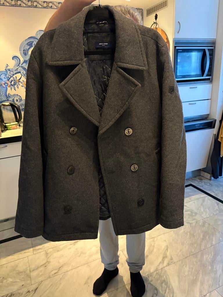 Jack & Jones Heren Jas - Stijlvolle Peacoat, Kleding | Heren, Jassen | Winter, Ophalen, Gedragen, Maat 48/50 (M), Grijs