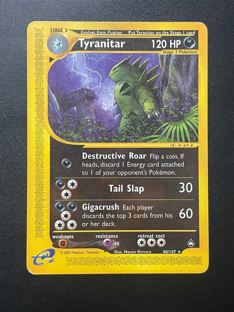 Tyranitar 40/147, Aquapolis, Ophalen of Verzenden, Zo goed als nieuw, Losse kaart, Foil