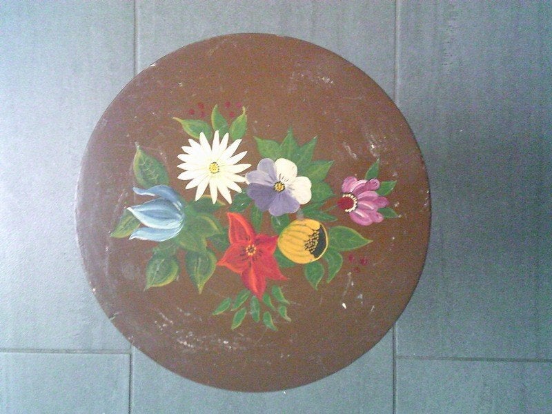 Brocante handgeschilderd melkkrukje met bloemen, Ophalen of Verzenden