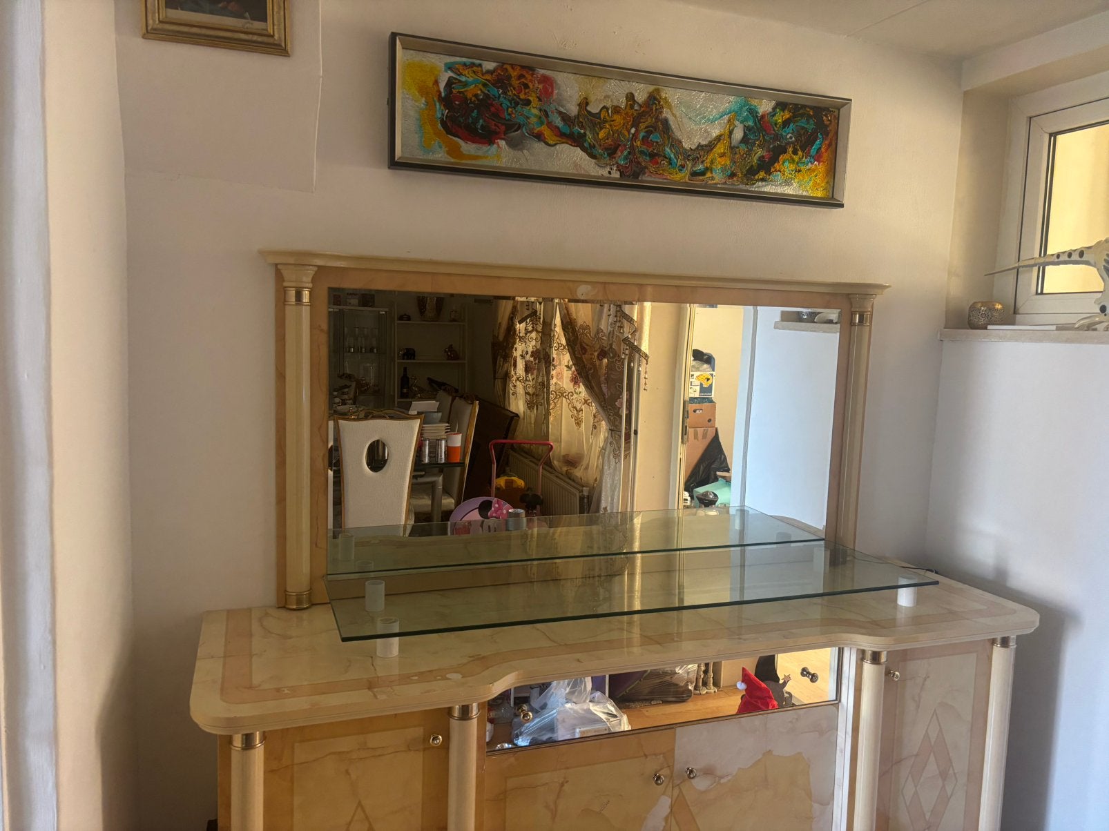 Luxe kaptafel met spiegel en glasplaat, Ophalen