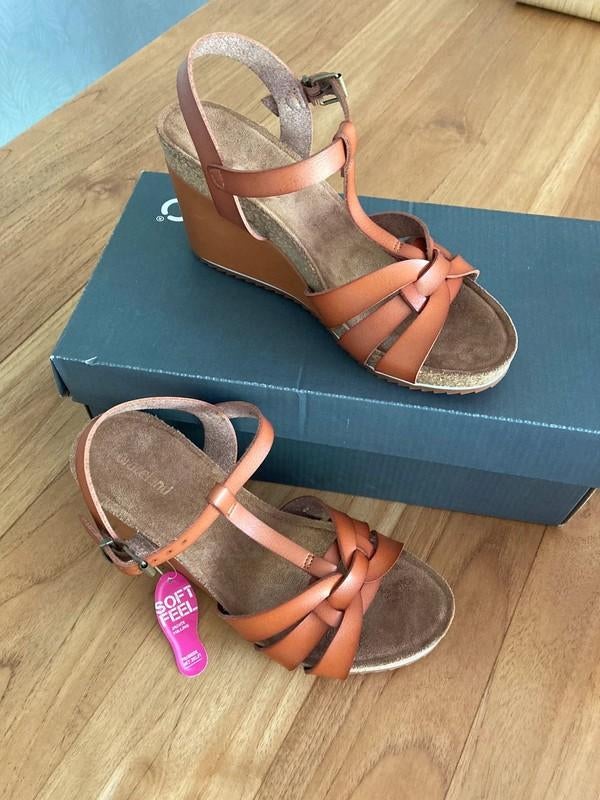 Nieuwe Graceland sandalen met sleehak, maat 36, Ophalen, Bruin, Nieuw, Sandalen of Muiltjes