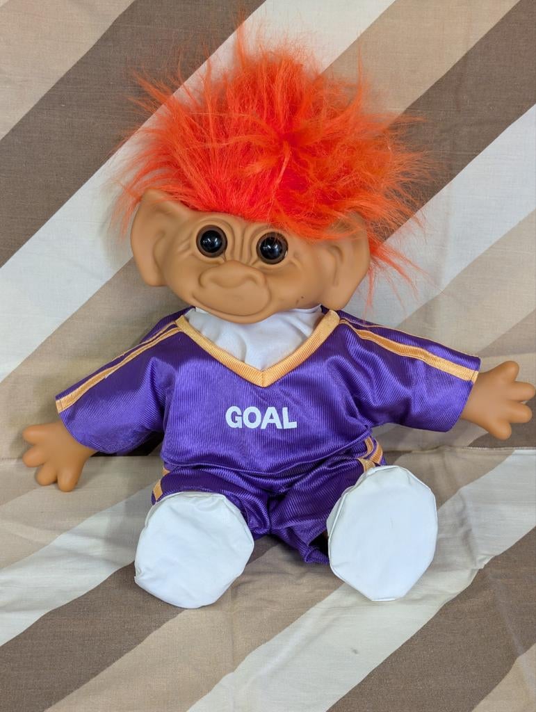 Leuke jaren '90 trol met oranje haar, ca. 40cm, Ophalen of Verzenden, Gebruikt, Jongen of Meisje