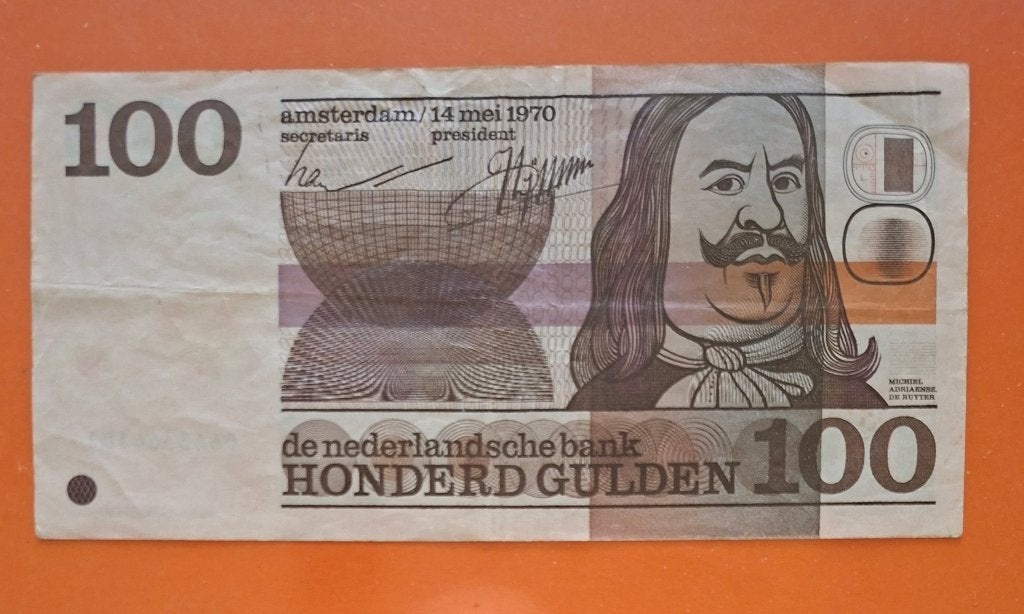 Bankbiljet 100 gulden 1970 Michiel de Ruyter, cat. PL103.a, Verzenden, 100 gulden, Los biljet