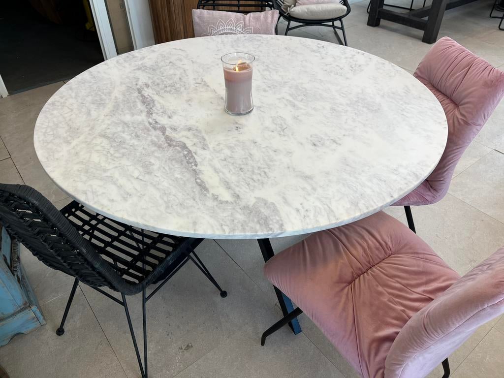 Magazijn Leegverkoop Ronde eettafel Marble Wit marmer matrix, Nieuw, Ophalen of Verzenden, Info@wkhome.nl, Argonweg 20 Amersfoort
