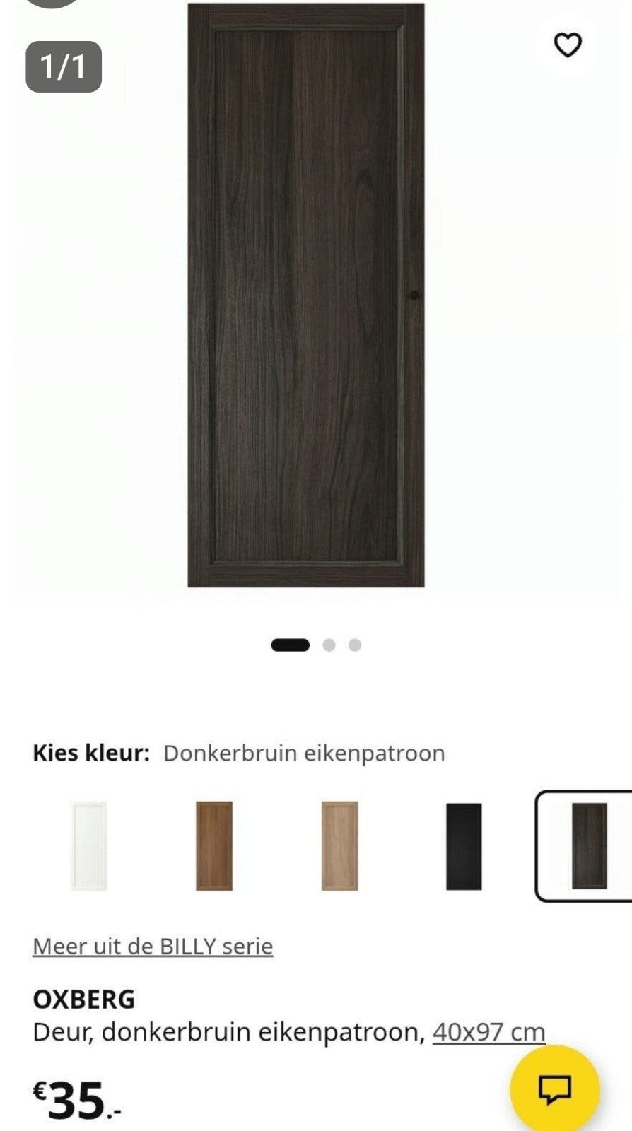 Billy 2 st deur Ikea Oxberg bruin 42x100
nieuw in verpak, Ophalen, Nieuw, 50 tot 100 cm, Minder dan 100 cm