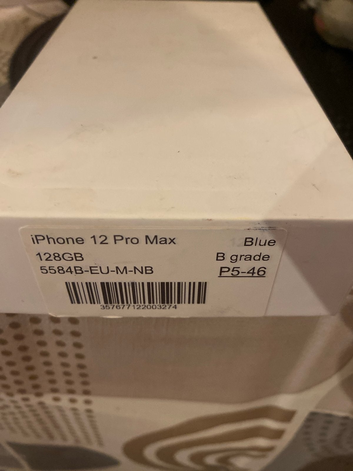 Lege doos Apple iPhone 12 Pro Max 128GB Blue, Ophalen, Gebruikt, IPhone 12 Pro Max, Apple