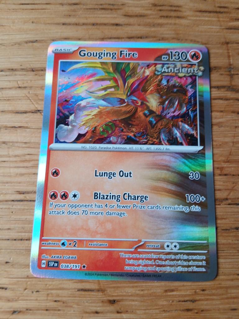 Gouging Fire Pokémon Kaart - Ancient - 038/191, Ophalen of Verzenden, Zo goed als nieuw, Losse kaart, Foil