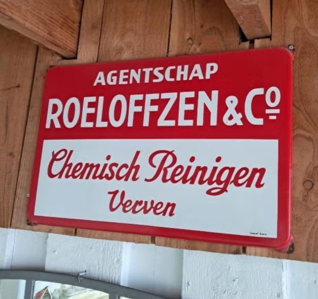 Origineel emaille bord Roeloffzen en Co, Ophalen