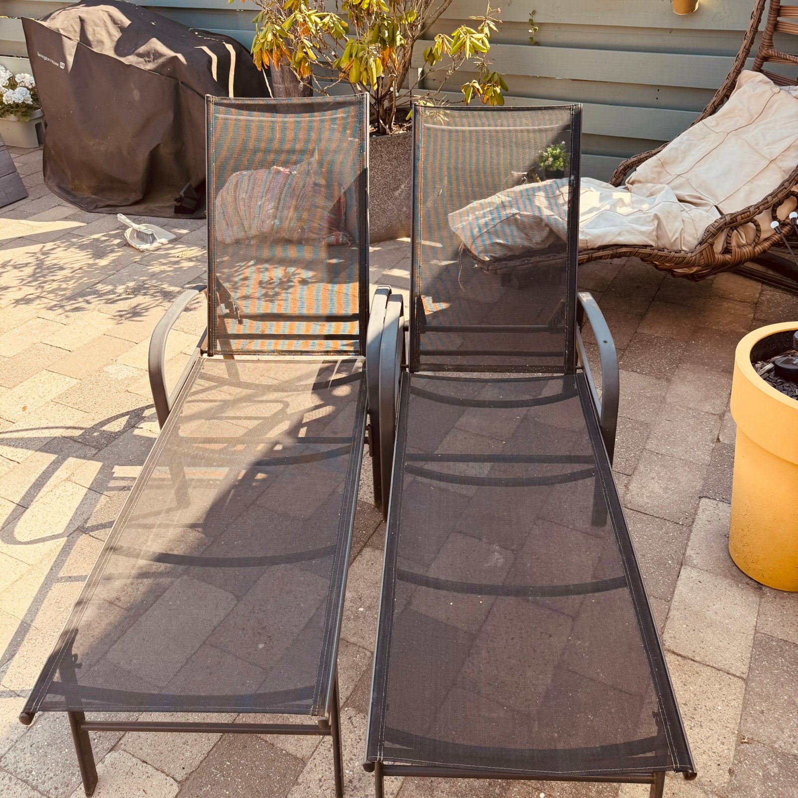 2 stuks verstelbare ligbedden, Tuin en Terras, Ligbedden, Ophalen, Gebruikt, Aluminium, Verstelbaar