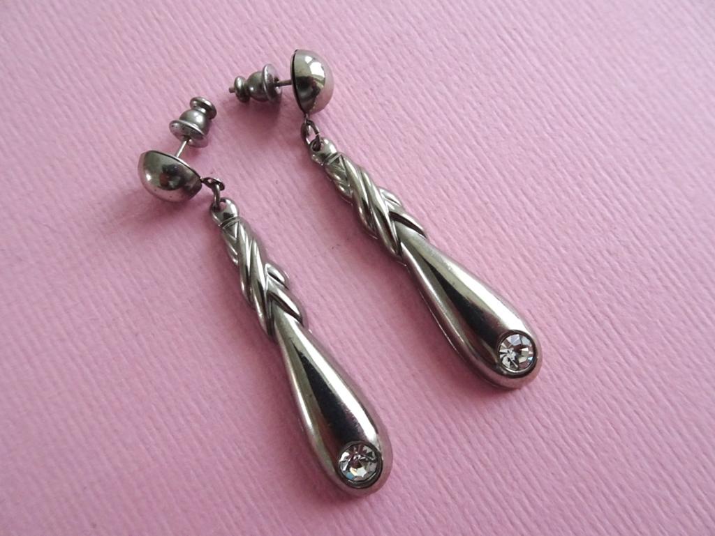 jwg Lange vintage 70s 80s druppel hanger oorbellen zilver kl, Verzenden, Overige materialen, Oorbellen