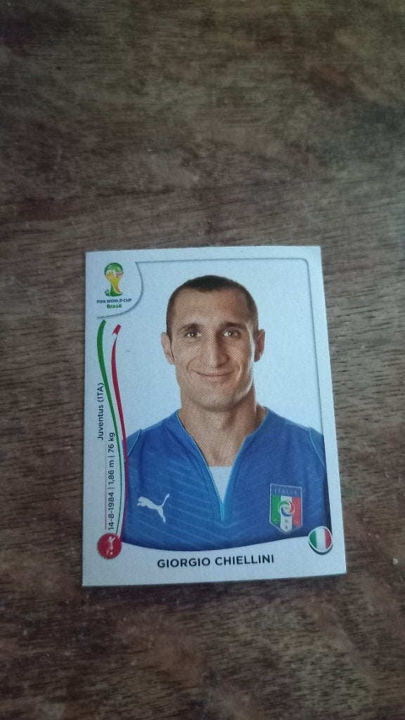 Panini plaatje Giorgio Chiellini WK 2014, Ophalen of Verzenden, Zo goed als nieuw, Plaatje
