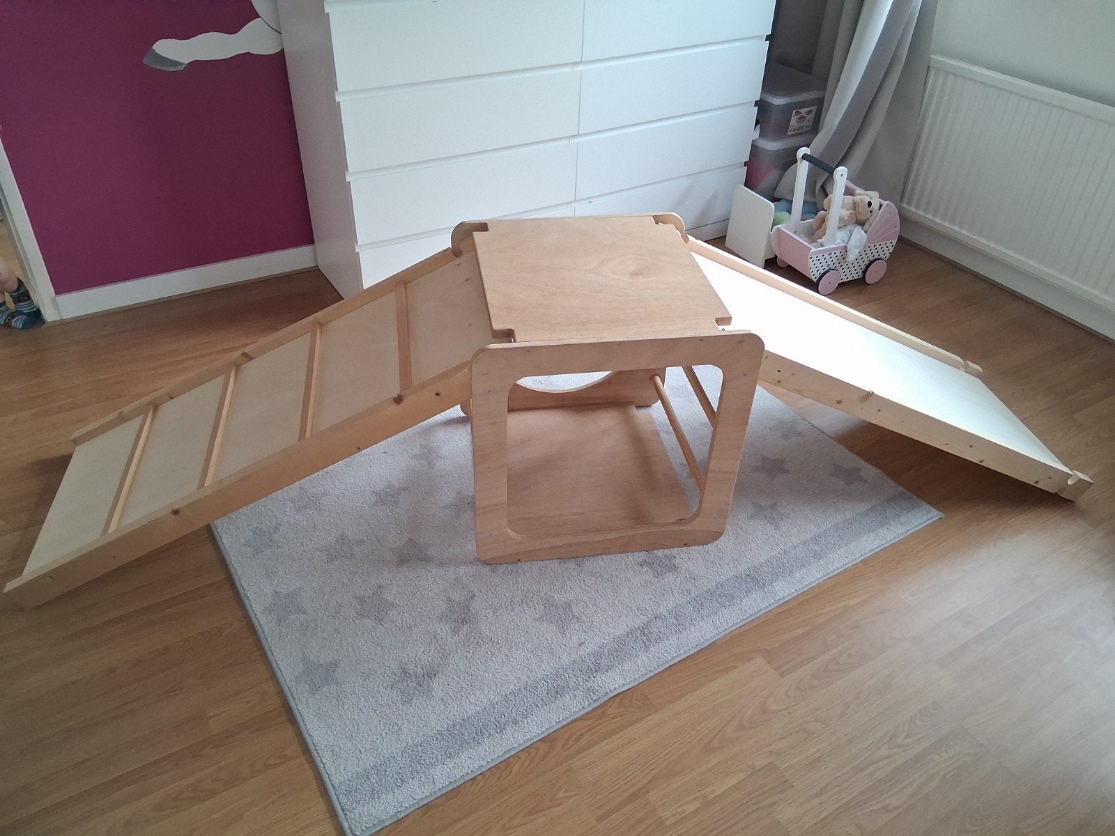 Pikler Driehoek met Klim en Glijbaan,Montessori Speelgoed, Ophalen, Zo goed als nieuw, Glijbaan