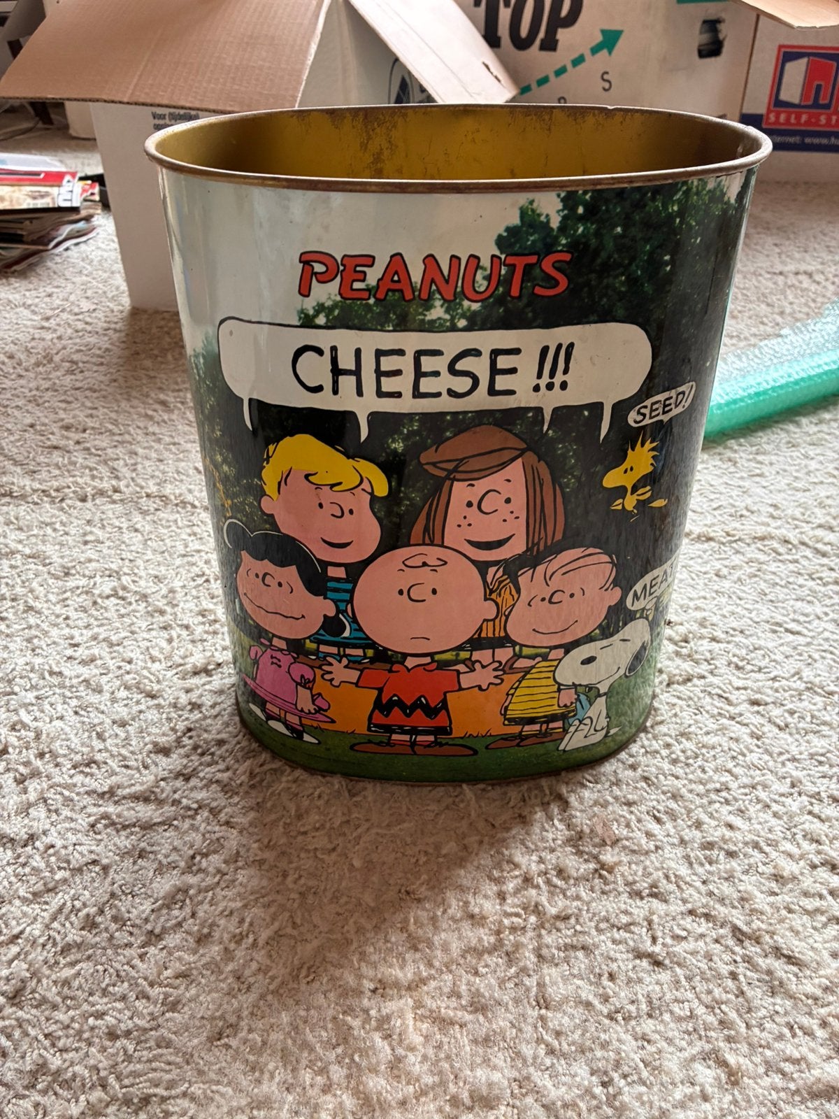 Snoopy Cheinco Peanuts "Cheese!!!’ Prullenbak, Ophalen of Verzenden, Snoopy, Zo goed als nieuw, Gebruiksvoorwerp
