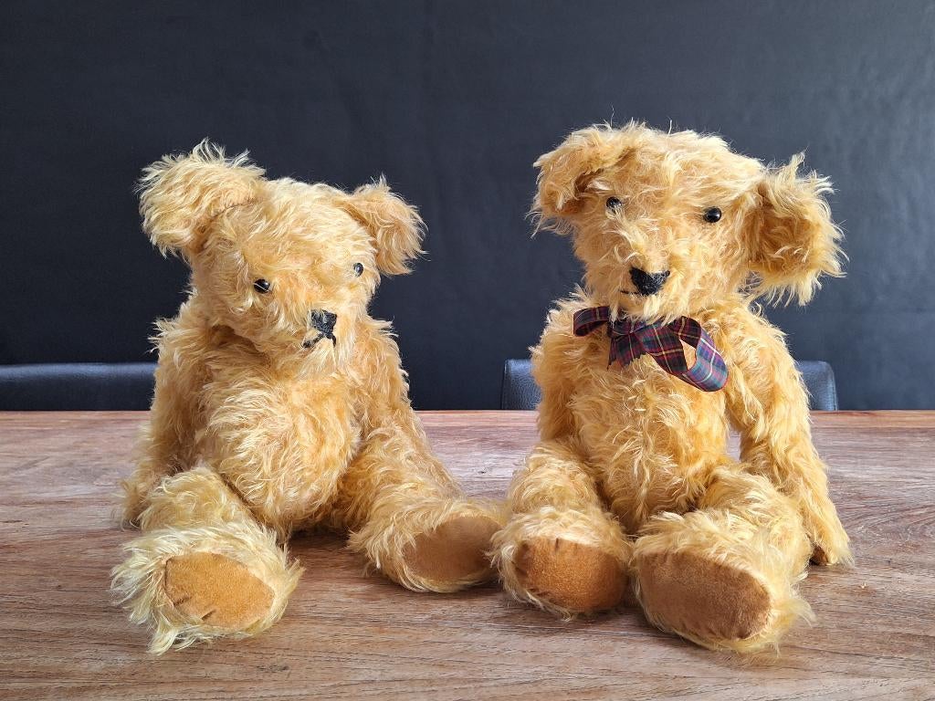 2st vintage antieke teddybeer mohair knuffel-beren l= 40cm, Ophalen of Verzenden, Gebruikt, Stoffen beer, Overige merken