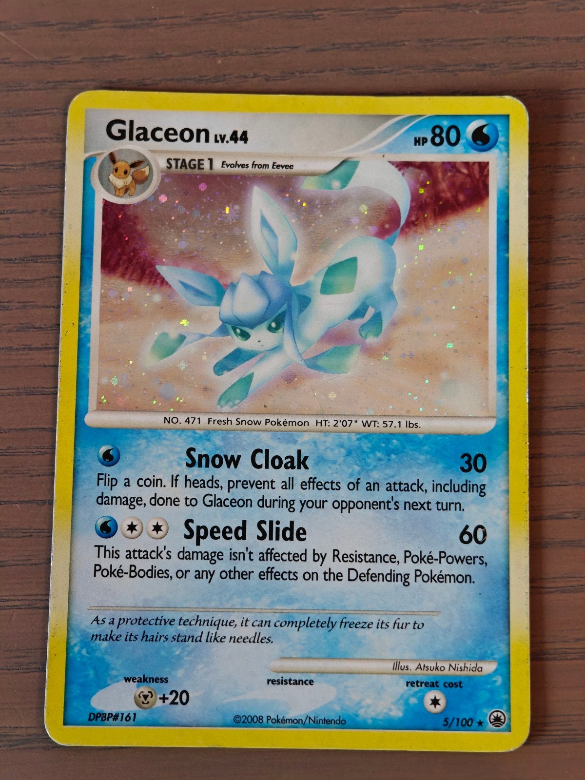 Pokémon Glaceon 5/100 - Majestic Dawn 2008 - Holo Rare, Ophalen of Verzenden, Gebruikt, Losse kaart, Foil