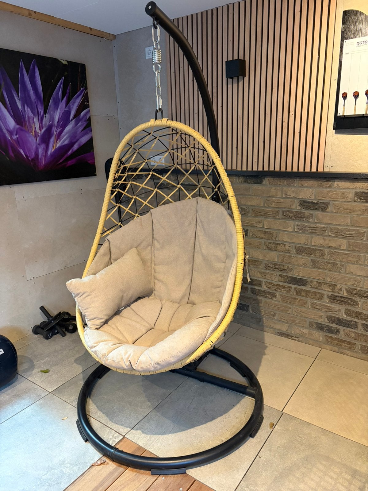 Hangstoel ei met standaard, Tuin en Terras, Ophalen, Zo goed als nieuw, Wicker