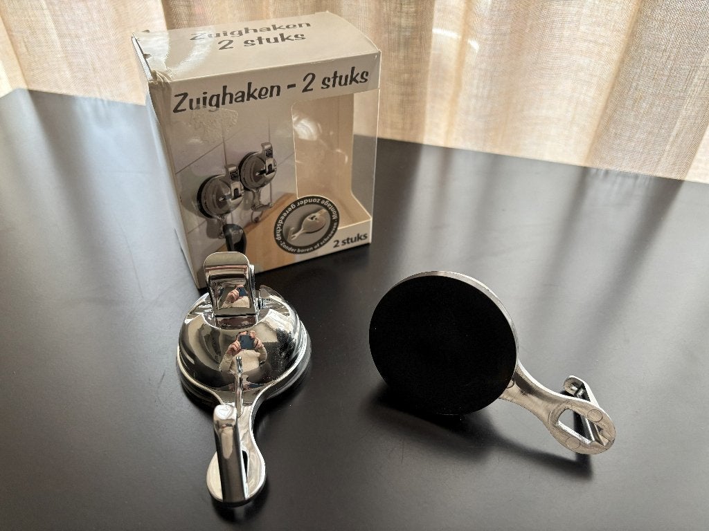 2x handdoekhaak chroom, met sterke zuignap, Huis en Inrichting, Ophalen of Verzenden, Nieuw, Handdoekhaak