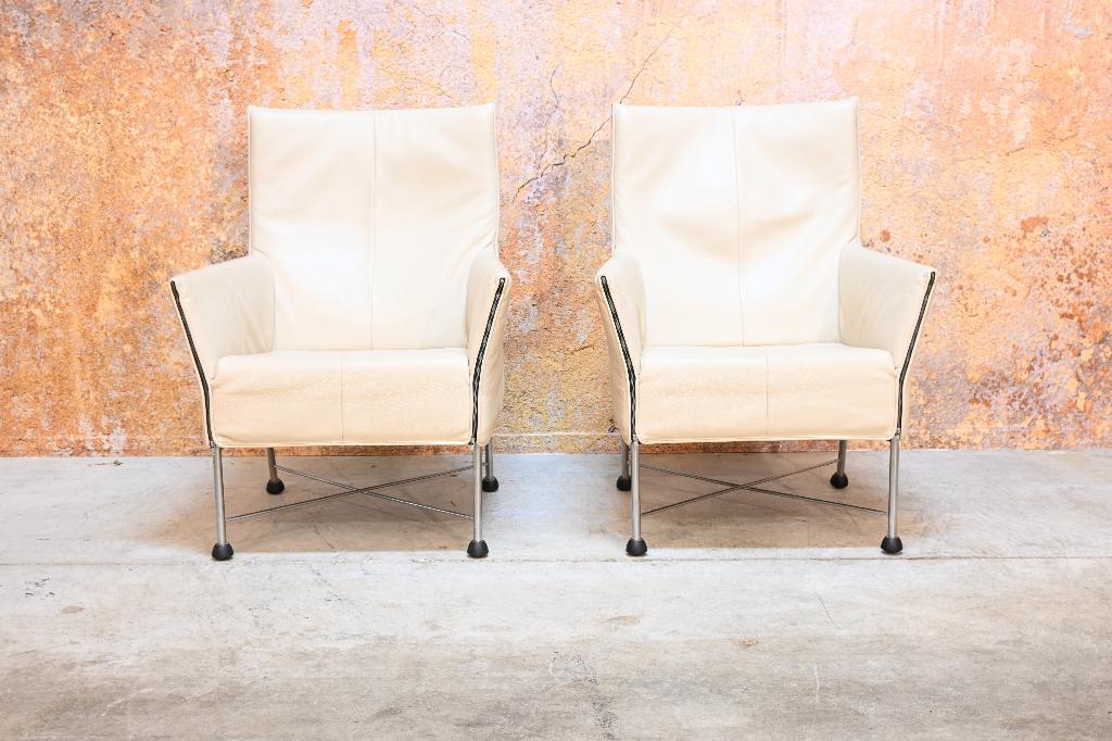 ZGANieuw 2 leren Montis Charly design fauteuils, Huis en Inrichting, Fauteuils, Zo goed als nieuw, Leer, 50 tot 75 cm, 75 tot 100 cm