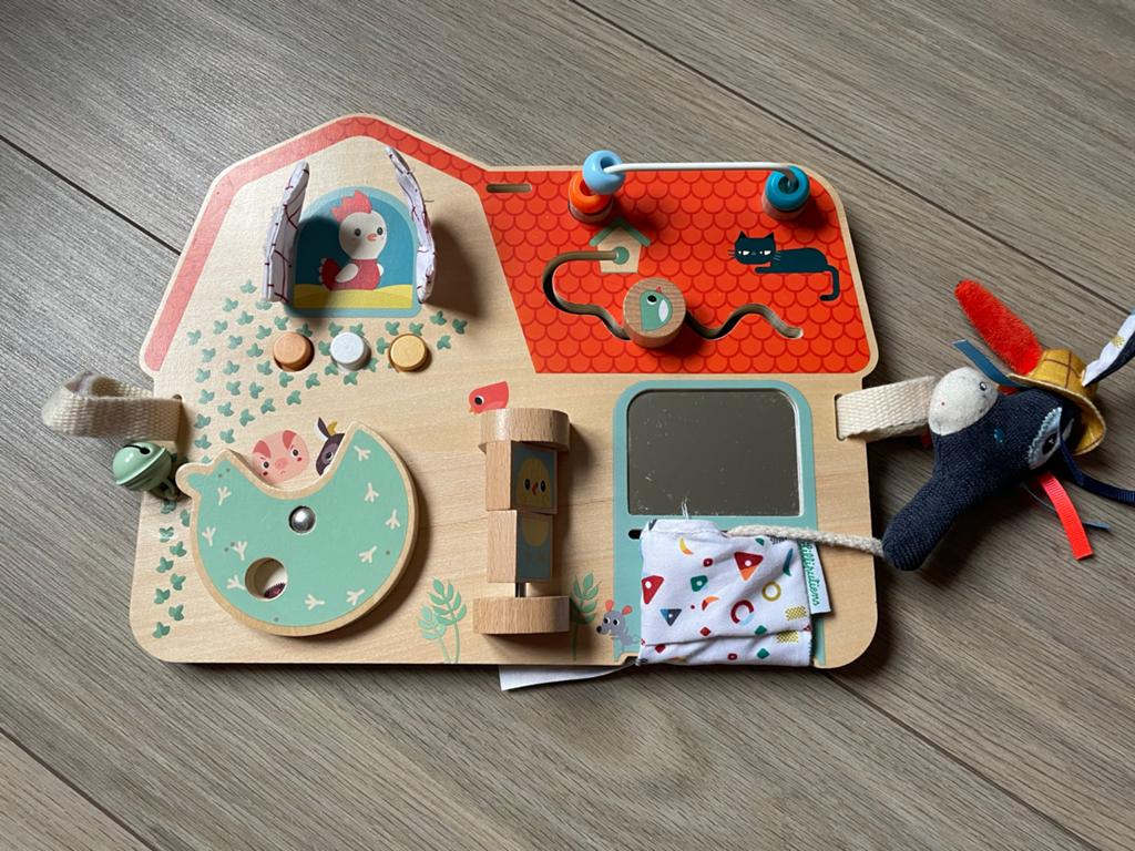 Houten activiteitenbord voor babybox - Boerderij thema, Verzenden, Zo goed als nieuw, Overige typen