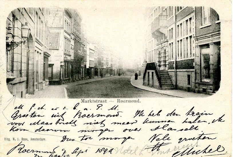 Roermond Neerstraat vermeld Marktstraat 1899, Ophalen of Verzenden, Voor 1920, Gelopen, Limburg