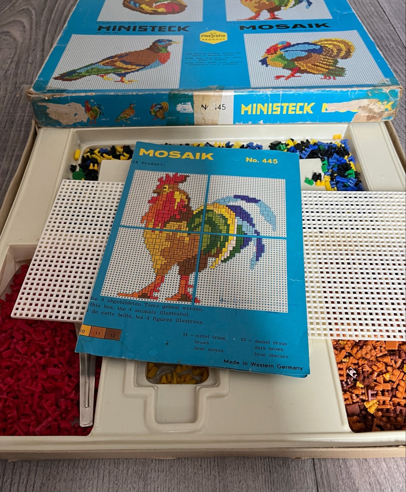 Vintage Ministeck doos uit de jaren '70 - Mosaik nr. 445, Hobby en Vrije tijd, Ministeck, Ophalen of Verzenden, Gebruikt, Box-set