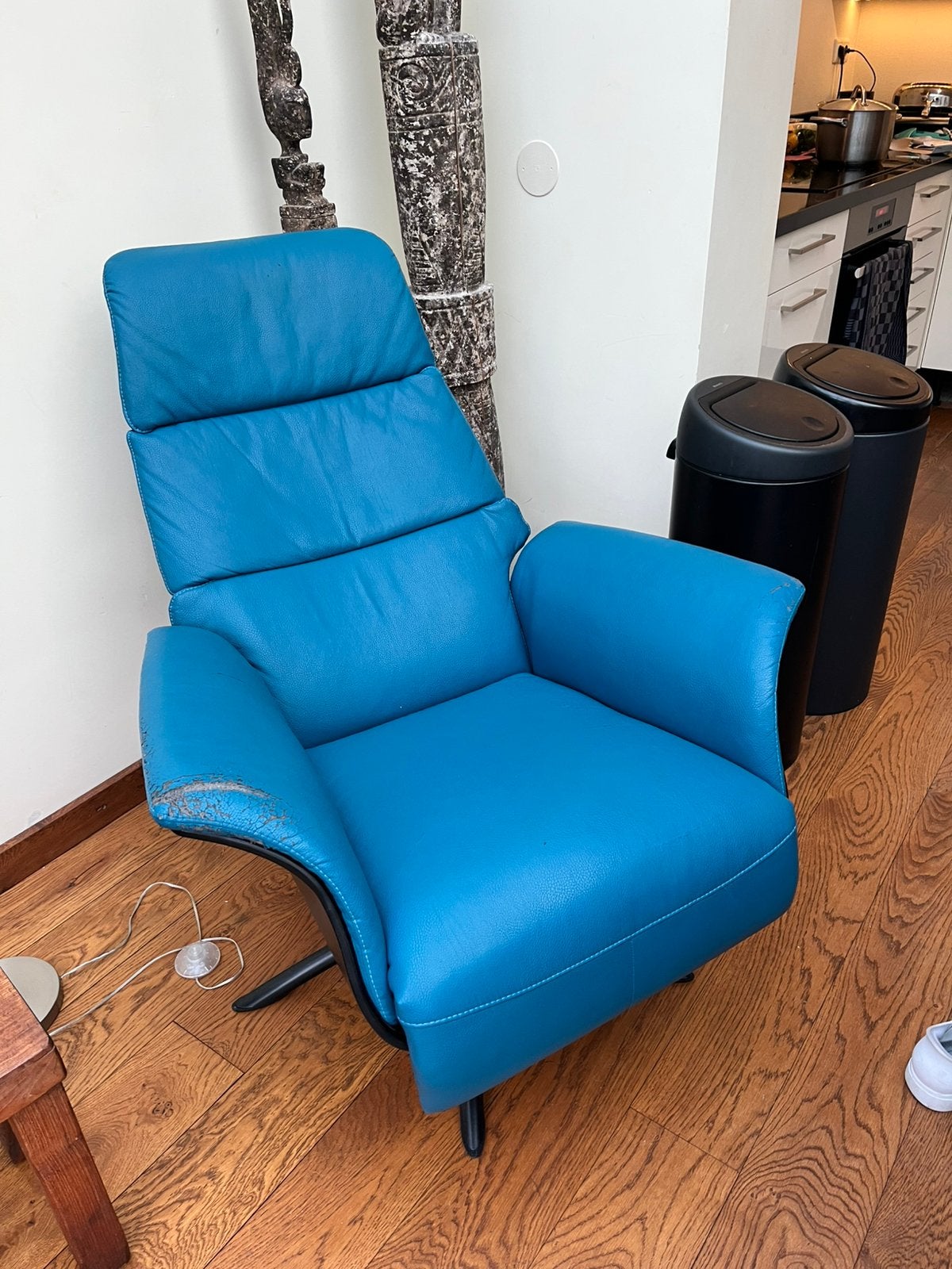 Fauteuil van leer, Huis en Inrichting, Ophalen, Gebruikt, 50 tot 75 cm, Leer