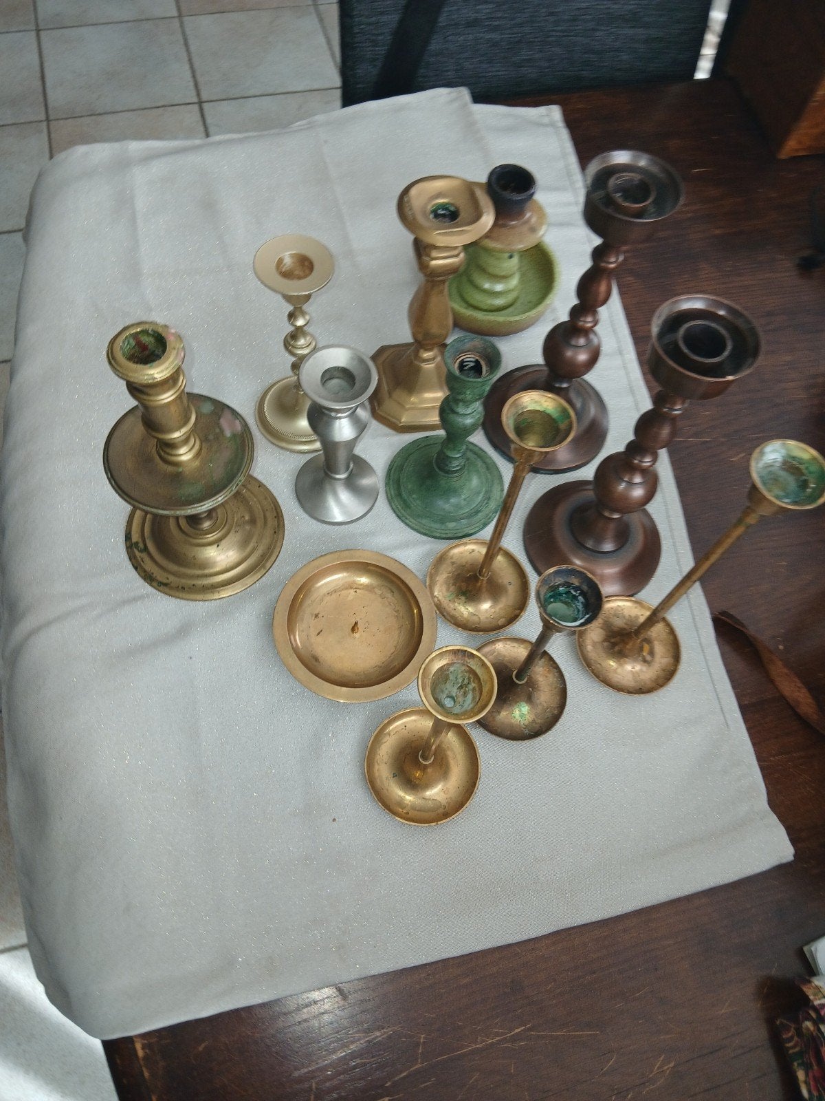 Diverse collectie vintage kandelaars (messing, brons, kerami, Ophalen of Verzenden, Overige materialen