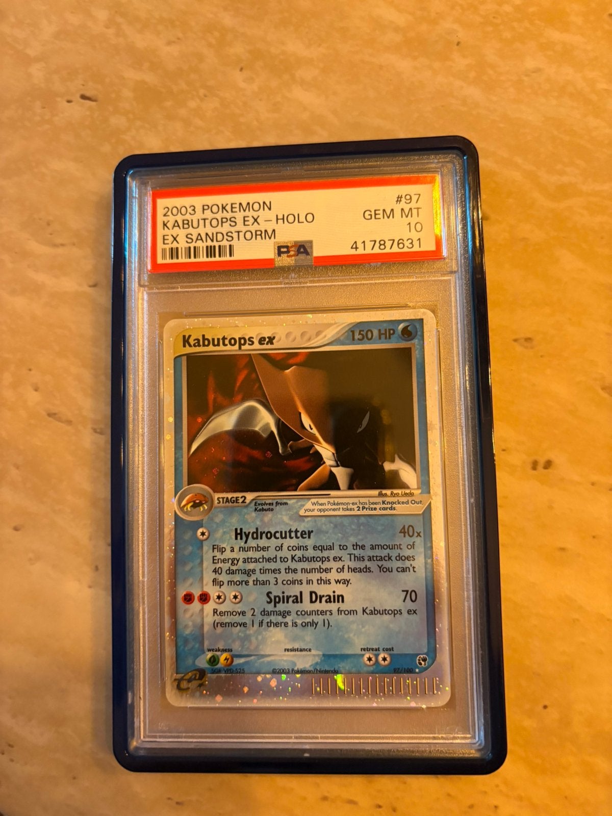 Kabutops Ex 2003 EX SANDSTORM PSA 10 Low pop, Hobby en Vrije tijd, Verzamelkaartspellen | Pokémon, Ophalen of Verzenden, Zo goed als nieuw