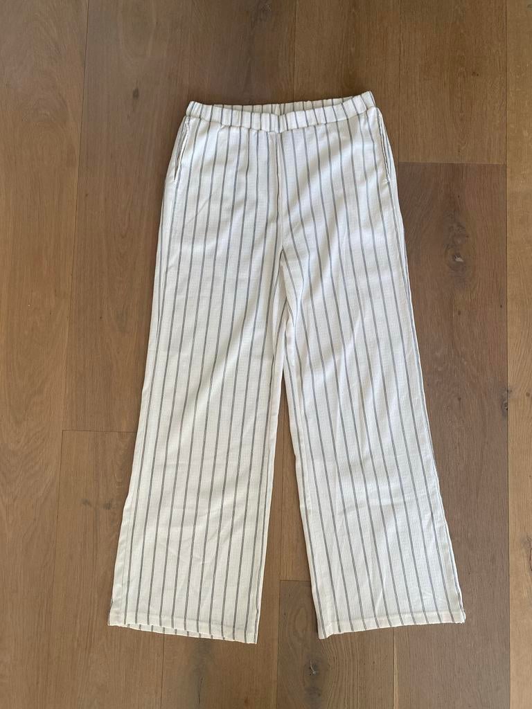 Witte gestreepte broek en top set, Maat 38/40 (M), Wit, Ophalen of Verzenden, Zo goed als nieuw