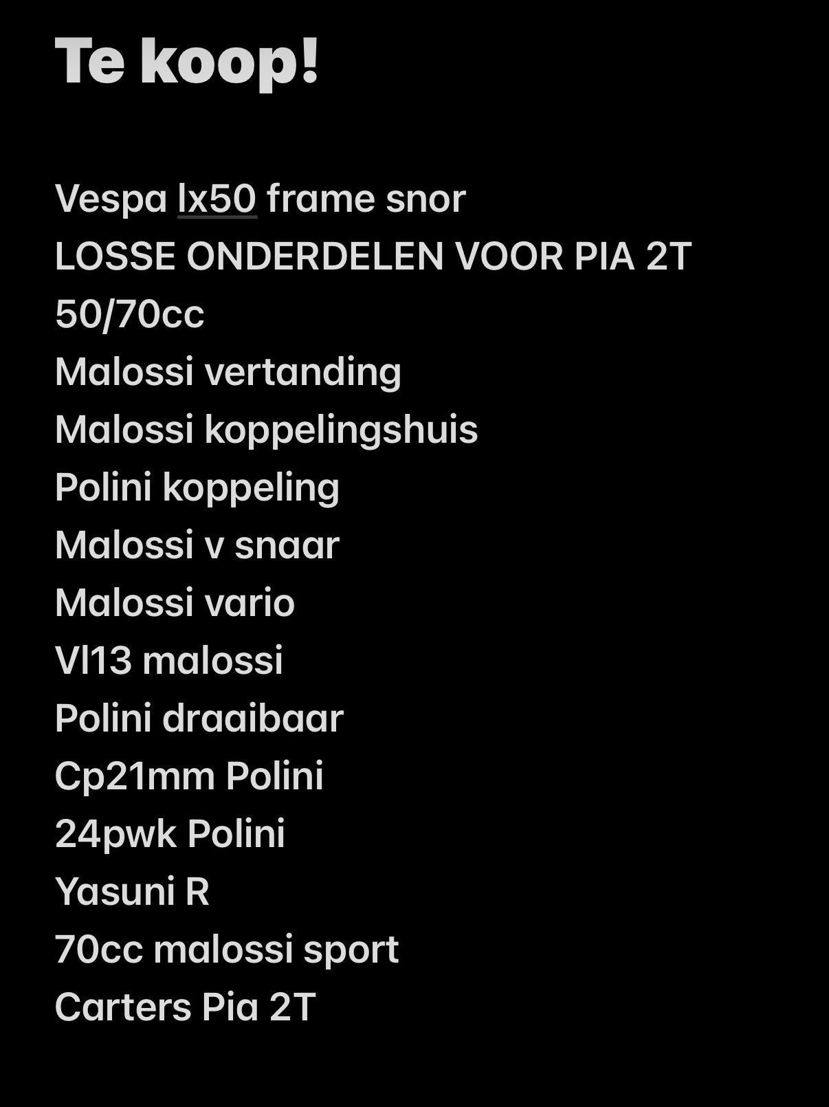 Piaggio 2takt onderdelen, Eén persoon, Cadeaubon
