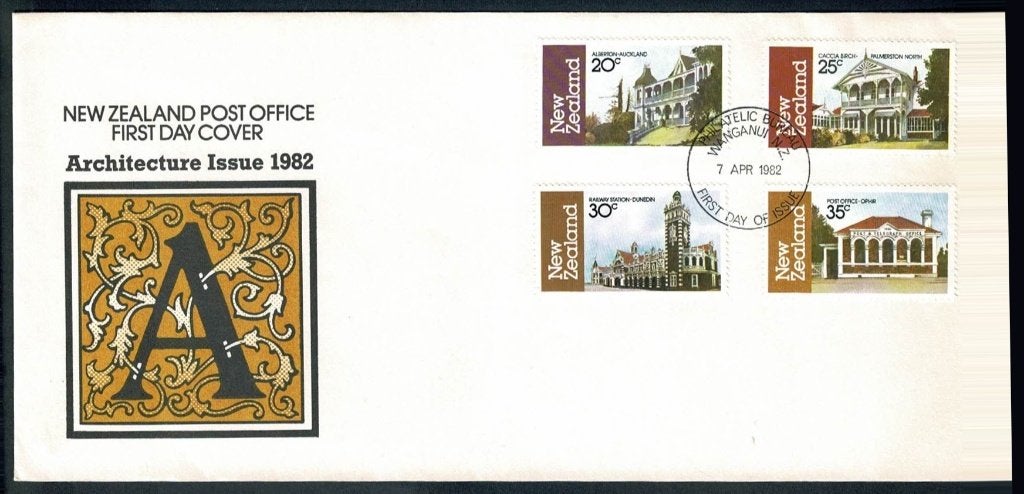 FDC Nieuw Zeeland :  1982 - Architectuur, Postzegels en Munten, Postzegels | Eerstedagenveloppen, Verzenden, Onbeschreven, Rest van de wereld