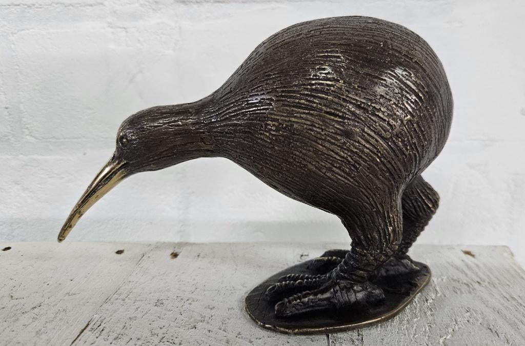 KIWI / bronzen beeld / vogel, Ophalen of Verzenden, Nieuw, Vogel, Beeldje of Figuurtje