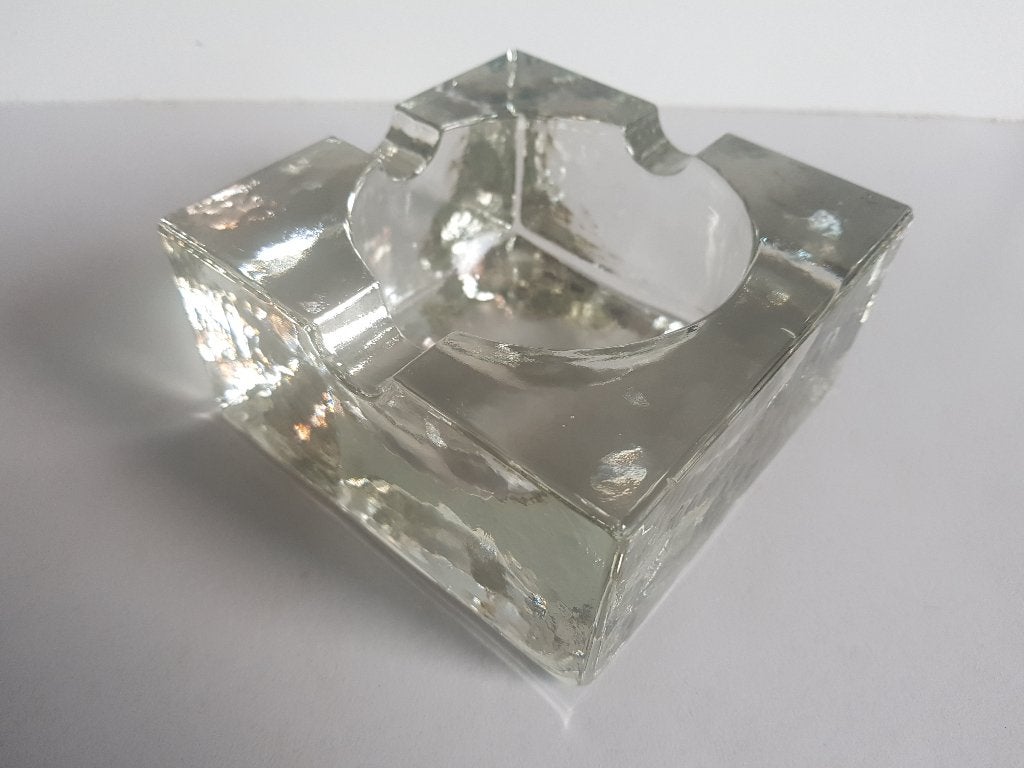 Asbak van IJsglas - Vintage jaren 60-70, Ophalen of Verzenden