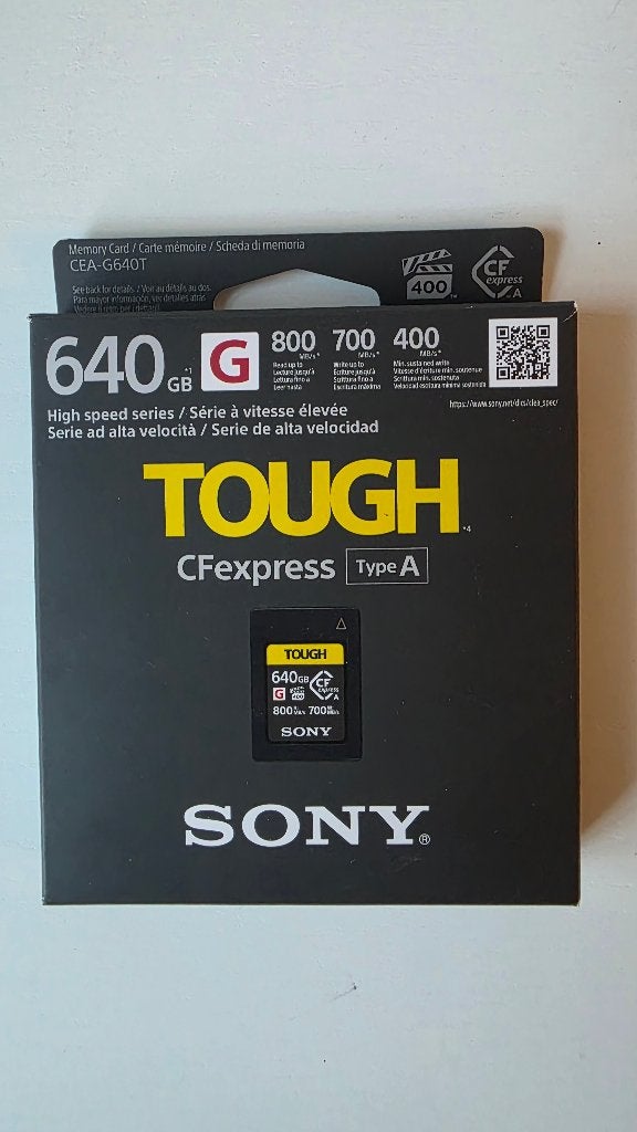 Sony CFexpress TOUGH Type A 640GB Geheugenkaart CEA-G640T, Audio, Tv en Foto, Fotografie | Geheugenkaarten, Geschikt voor Full HD video