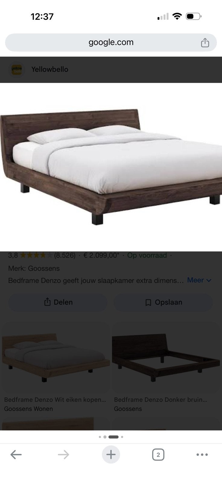 Denzo bedframe Goossens, Ophalen, Tweepersoons, Zo goed als nieuw, 160 cm