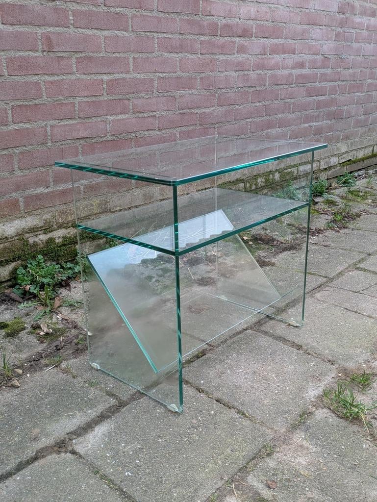 Tafel Glazen Tafel Bijzettafel Meubel Salontafel, 45 tot 60 cm, Minder dan 55 cm, Rond, Ophalen of Verzenden