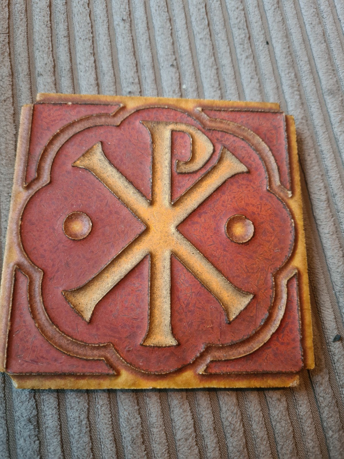 Vintage Chi Rho tegel - Christelijk symbool, Ophalen