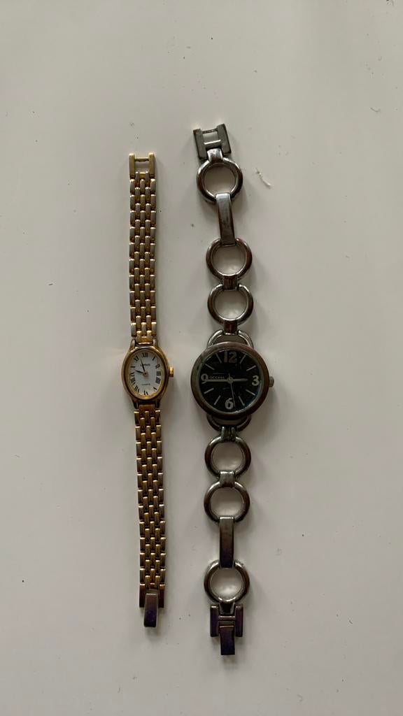 Twee vintage dameshorloges, Overige merken, Overige materialen, Gebruikt, Polshorloge