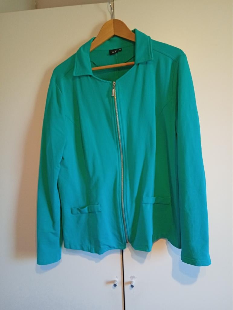 Turquoise jasje met rits - Maat xxl, Maat 38/40 (M), Overige kleuren, Ophalen of Verzenden, Zo goed als nieuw