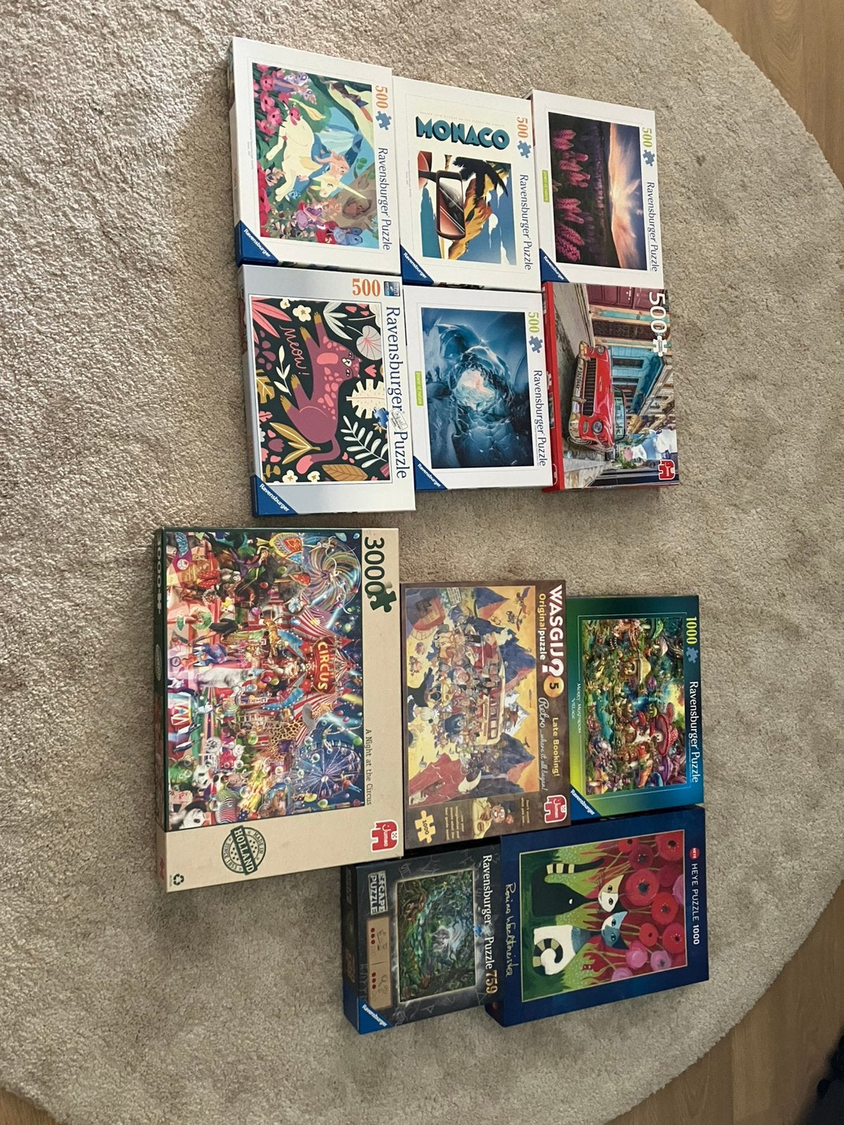 9 complete puzzels zgan, Ophalen of Verzenden, Meer dan 1500 stukjes, Zo goed als nieuw
