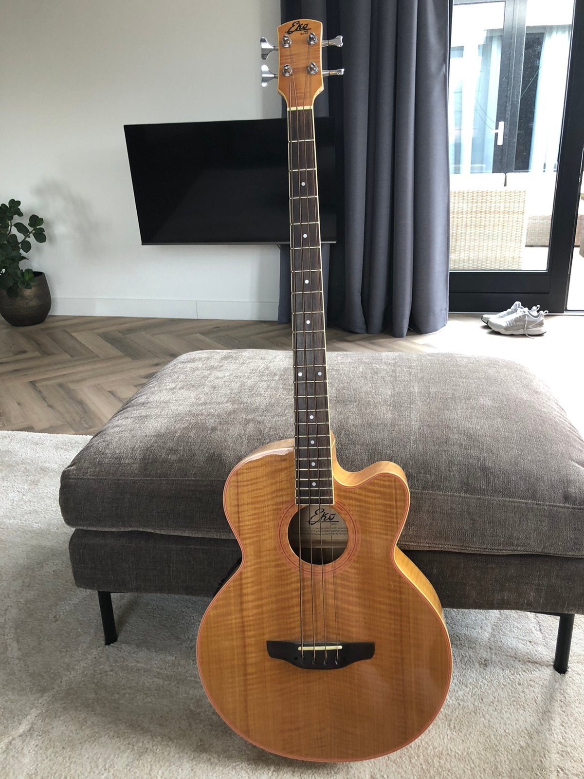 Akoestische bas met versterking Eko BA-1-E acoustic bass, Ophalen, Zo goed als nieuw