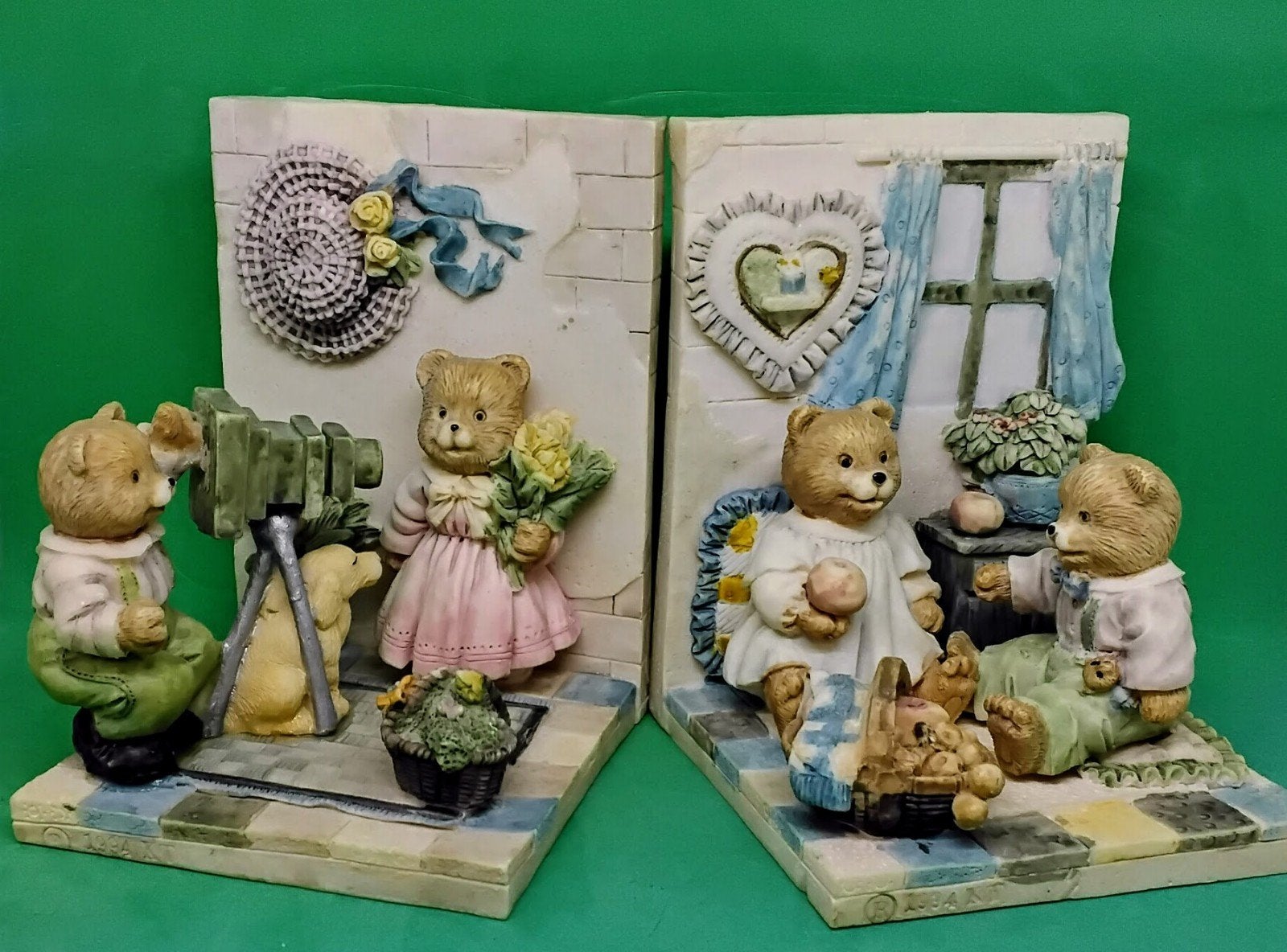 Vintage Boekensteunen Beren Polystone/Resin, Verzenden, Gebruikt, Beeldje, Overige merken