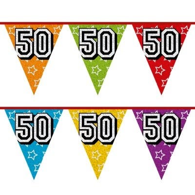 Vlaggenlijn 50 jaar (30250), Versiering, Verjaardag, Nieuw, Ophalen of Verzenden