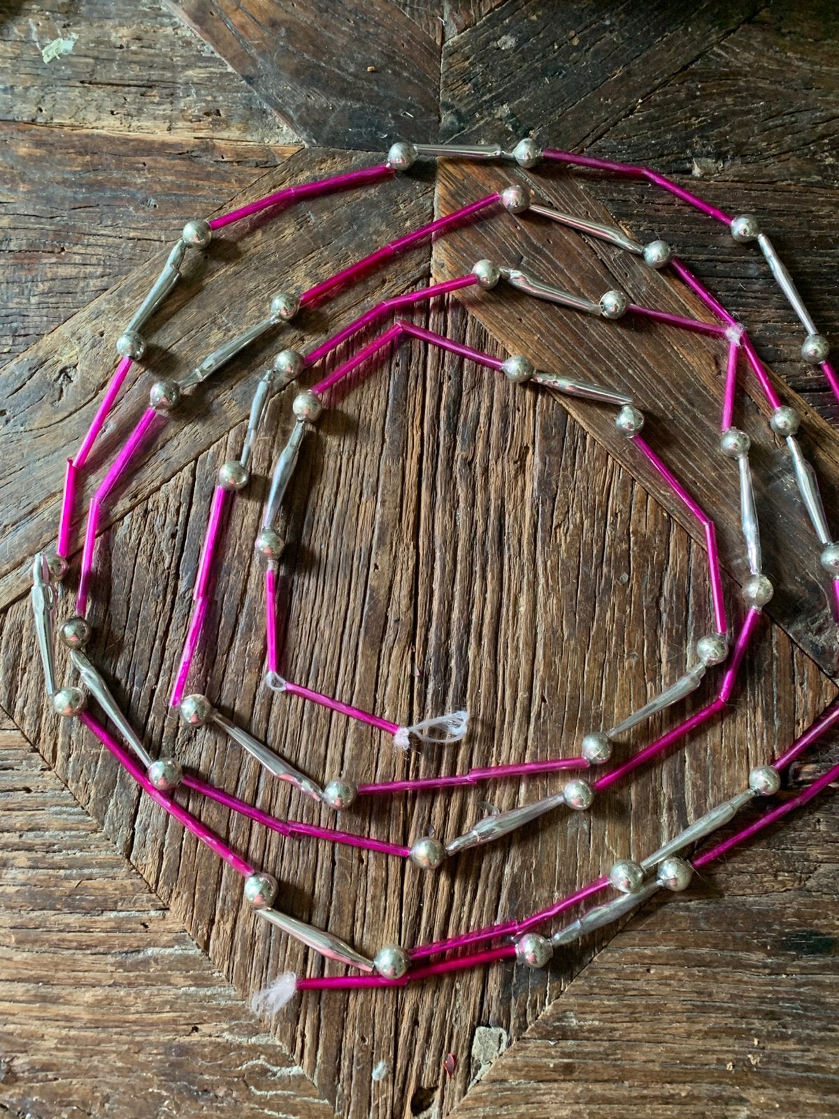 Antieke rose kerst quirlandes kralenketting, T, Ophalen of Verzenden, Zo goed als nieuw, N