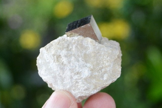 Pyriet kubus in Mergel (nr. 11), Verzamelen, Mineralen en Fossielen, Ophalen of Verzenden, Mineraal