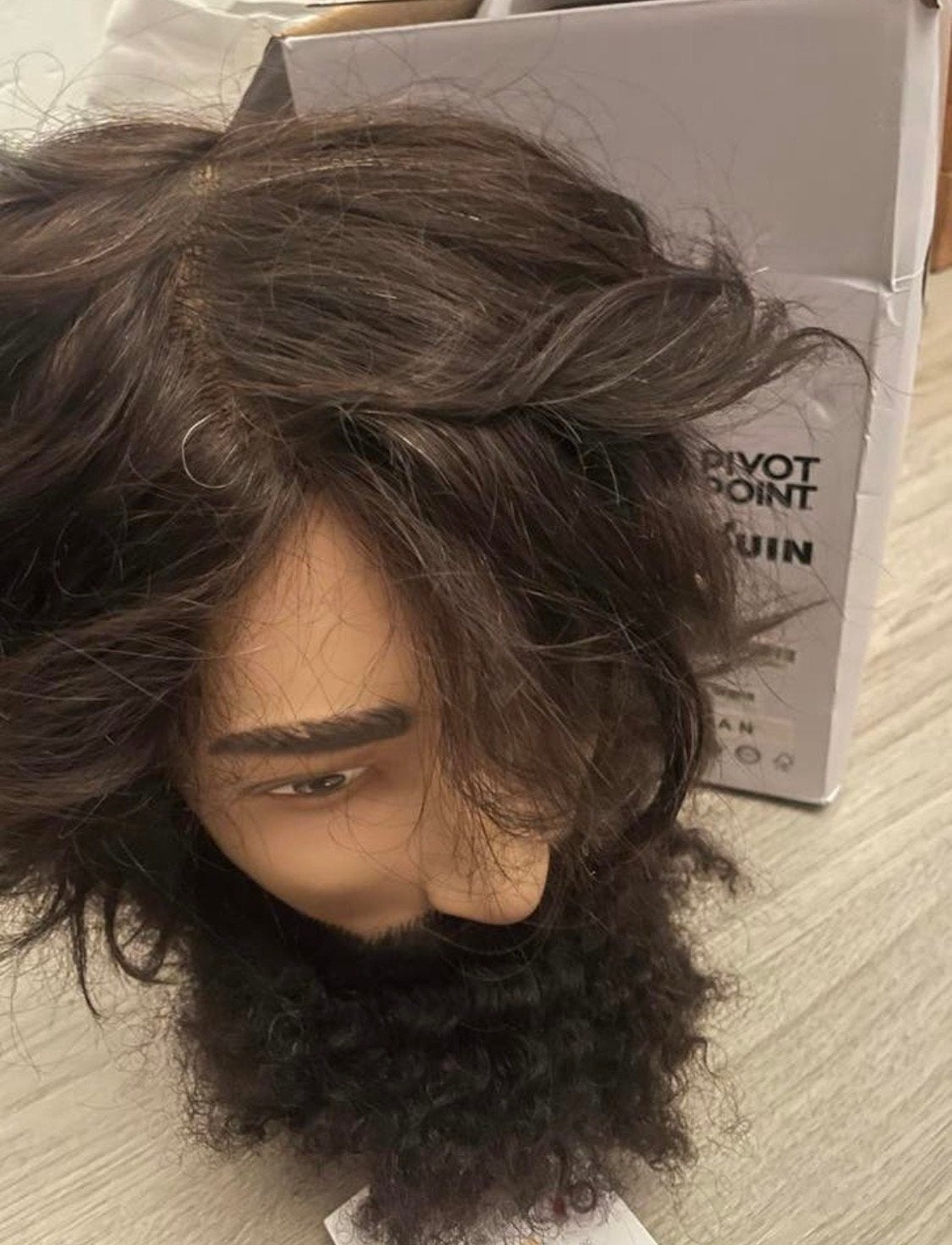Oefenhoofd Ian met baard en snor - 100% mensenhaar, Ophalen, Nieuw, Overige typen