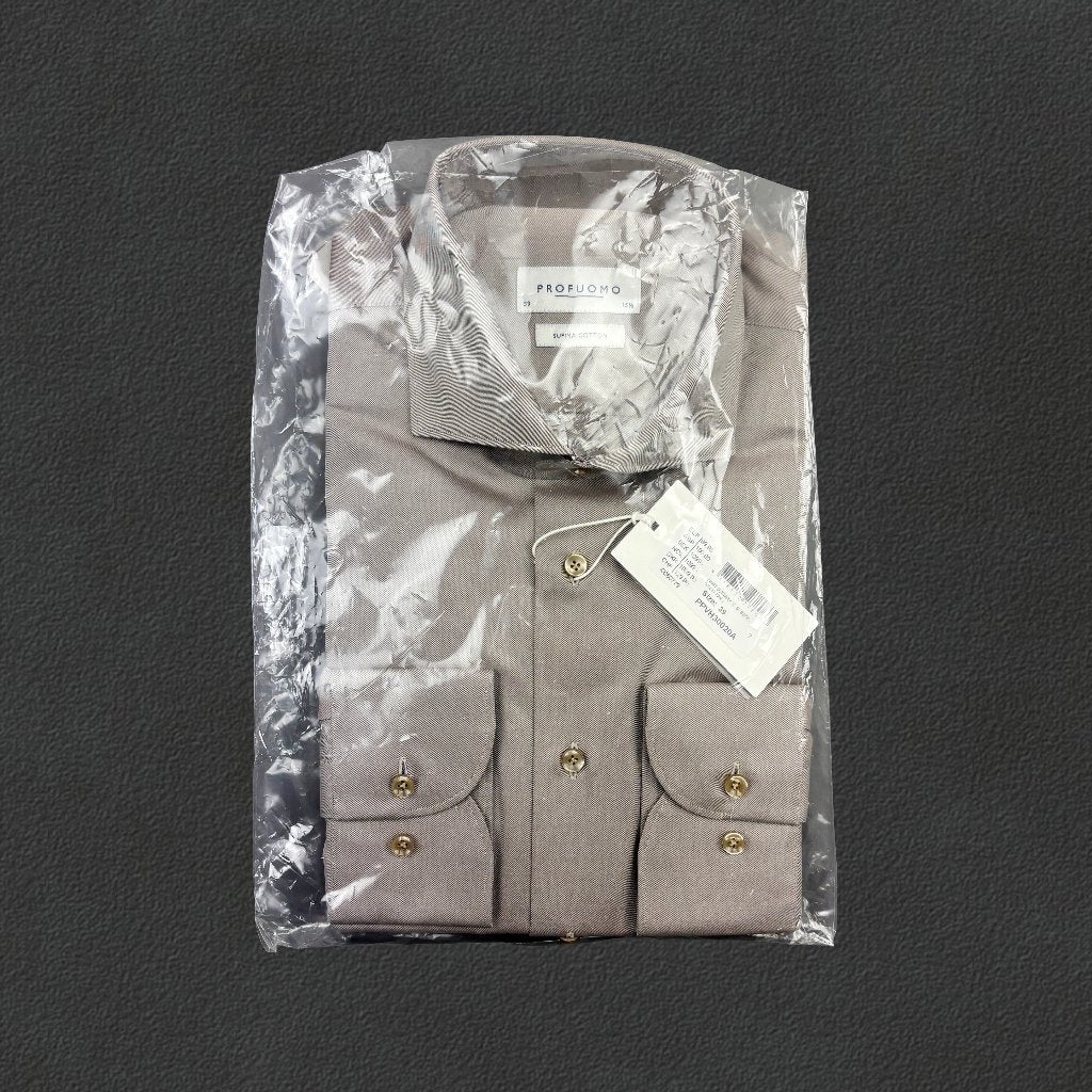 (1297) Beige Profuomo overhemd - Heren 39 - Nieuw met labels, Beige, Nieuw, Profuomo, Halswijdte 39/40 (M)