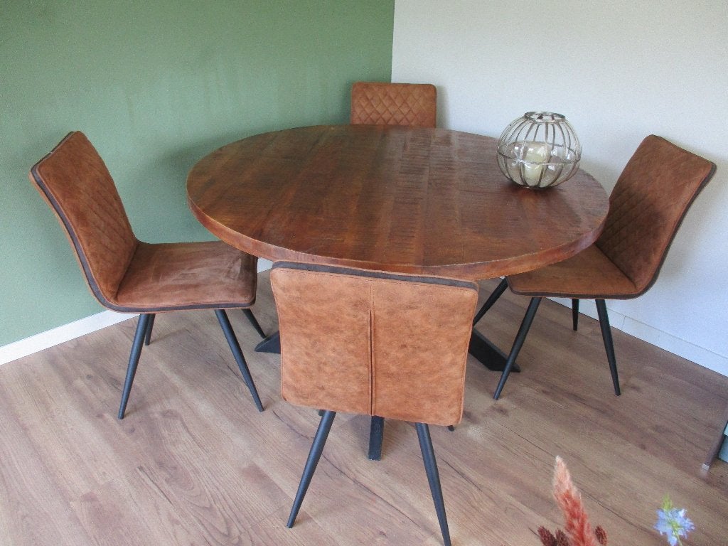 ronde eethoek, Huis en Inrichting, Complete eetkamers, Ophalen of Verzenden, Gebruikt, 4 tot 6 stoelen