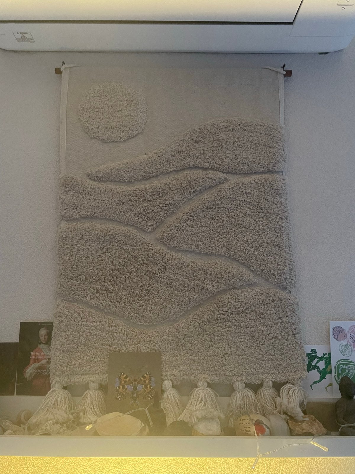 Japandi Wandkleed met Kwastjes - Beige, Beige, Gebruikt, Boho, Ophalen of Verzenden